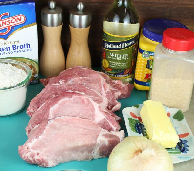 Ingredients for Slow Cooker Smothered Pork Chops from Miss in the Kitchen