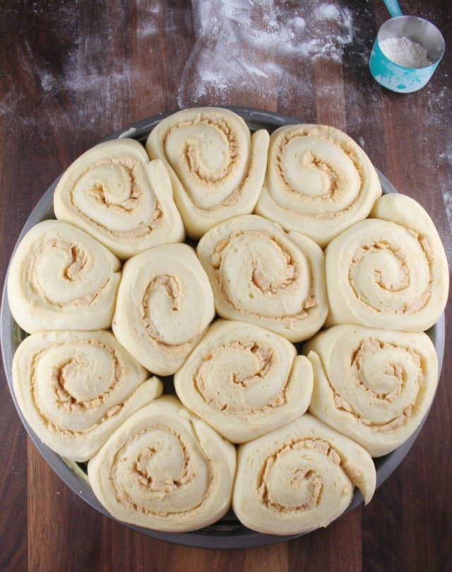Ready for baking ~ Peanut Butter Sweet Rolls from missinthekitchen