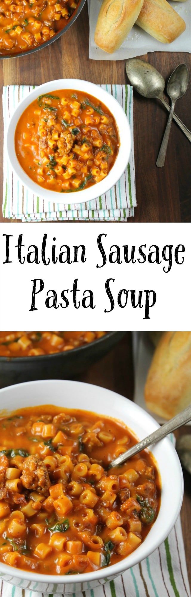 Italian Sausage Pasta Soup - Miss in the Kitchen