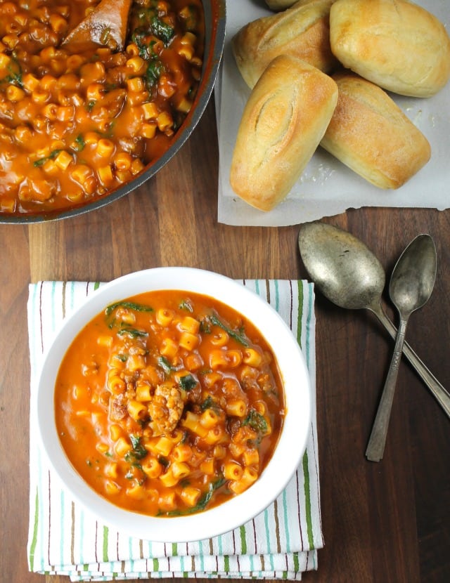 Italian Sausage Pasta Soup Recipe from missinthekitchen.com #NourishEveryBody