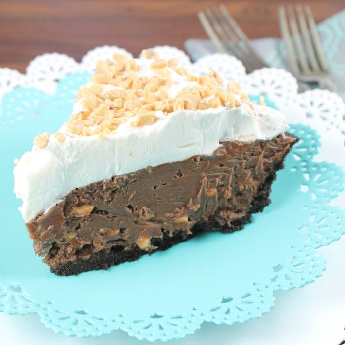 Milk Chocolate & Toffee Fudge Pie ~ Miss in the Kitchen for Chocolate Chocolate and more