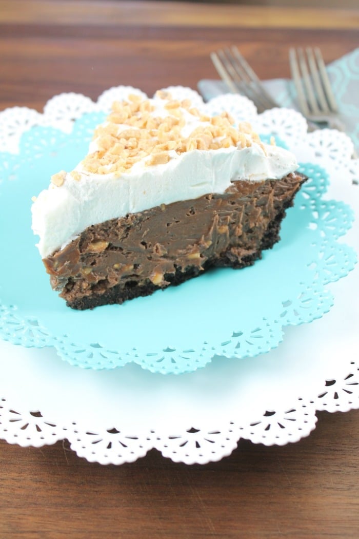 Milk Chocolate and Toffee Fudge Pie for Chocolate Chocolate and More from Miss in the Kitchen