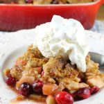 Delicious for the holidays! Warm Apple and Cranberry Almond Crumble Recipe from Miss in the Kitchen