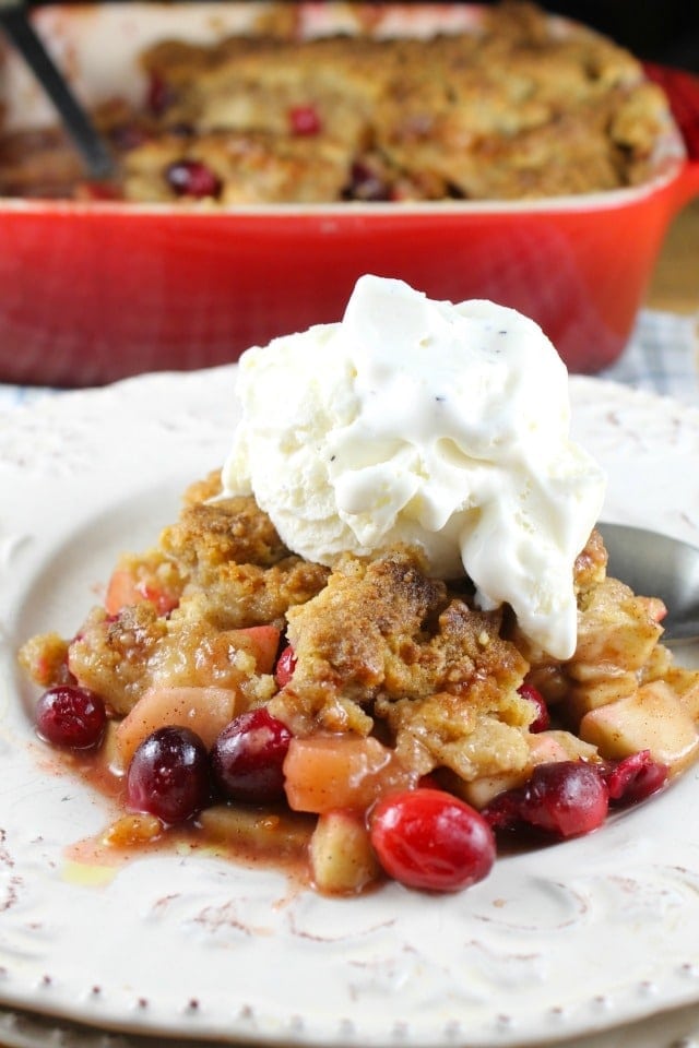 Warm Apple and Cranberry Almond Crumble
