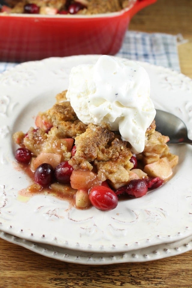 Warm Apple and Cranberry Almond Crumble Recipe from Miss in the KItchen #VirtualPotluck