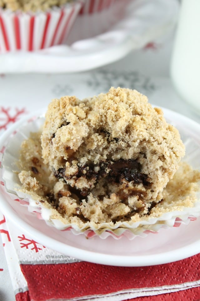 Chocolate Chunk Coffee Cake Muffins with Red Star Yeast Platinum ~ A delicious breakfast treat for any special occasion. Recipe from MissintheKitchen.com #Sponsored