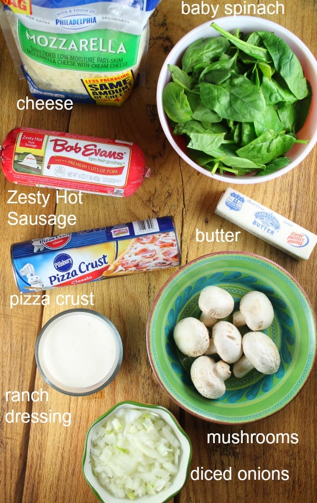 Ingredients for Zesty Sausage and Spinach Ranch Rolls with Bob Evans recipe at missinthekitchen.com