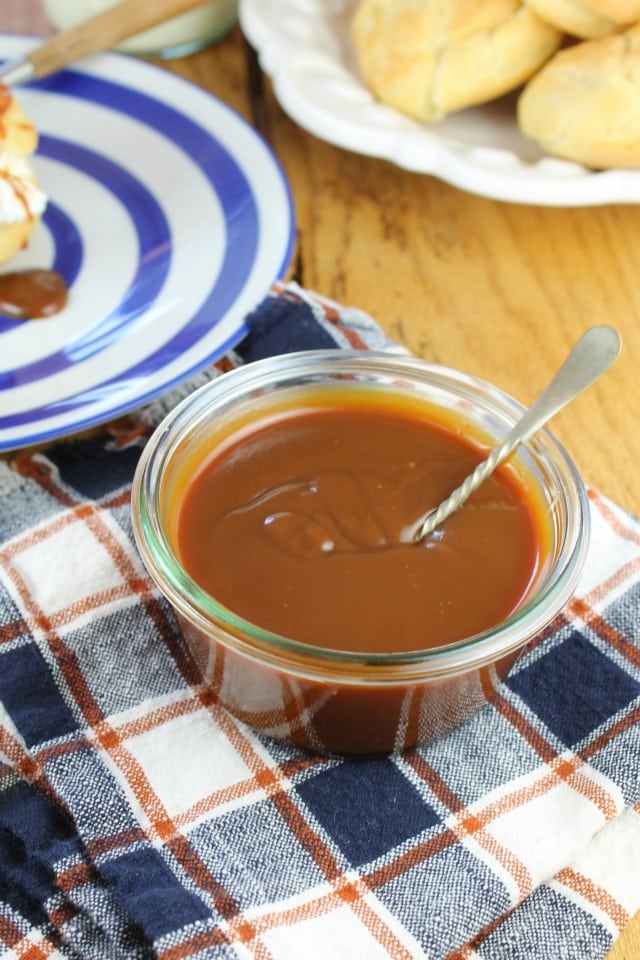 Salted Caramel Sauce is so easy to make at home! Recipe at MissintheKitchen.com