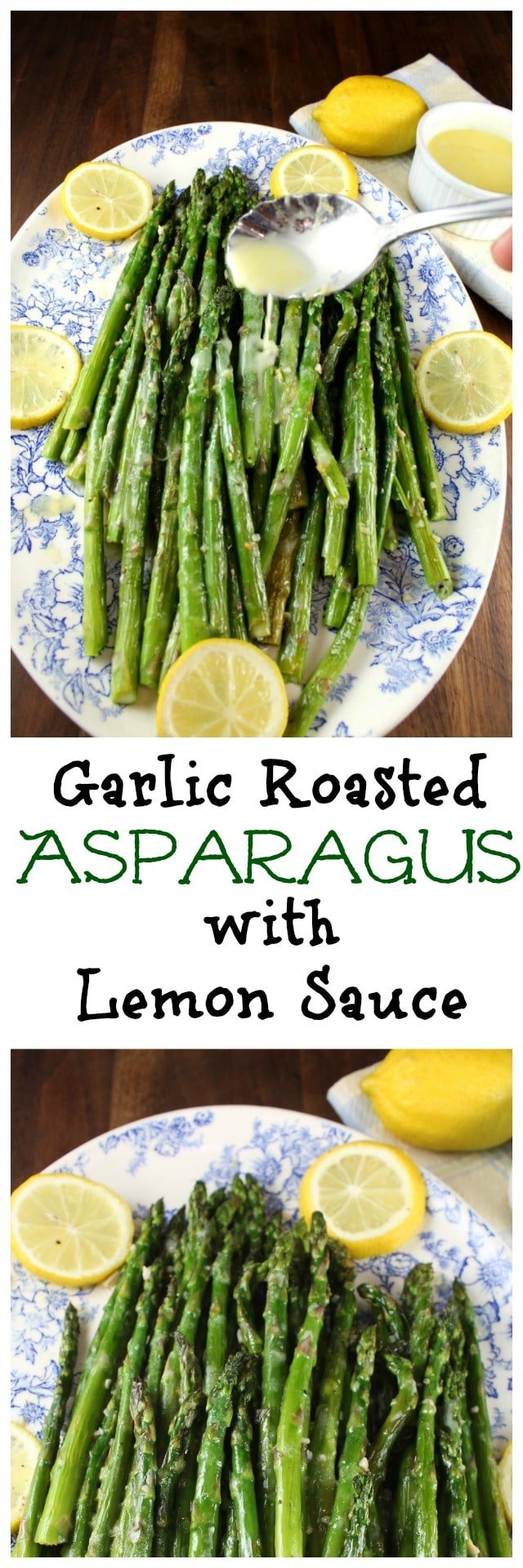 Garlic Roasted Asparagus with Lemon Sauce Recipe from MissintheKitchen.com