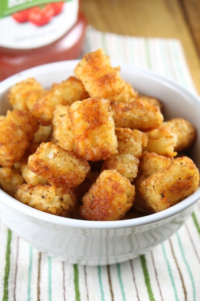 Recipe for Oven Fried Tater Tots from MissinthKitchen.com