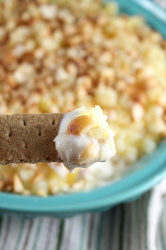 Serve this Pineapple Cream Cheese Dip with Graham Crackers for a sweet appetizer ~ Miss in the Kitchen