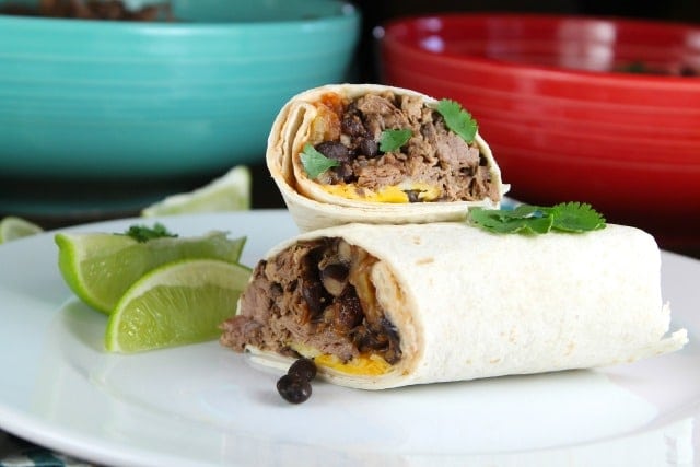 Beef and Bean Burritos made in the slow cooker ~ MissintheKitchen