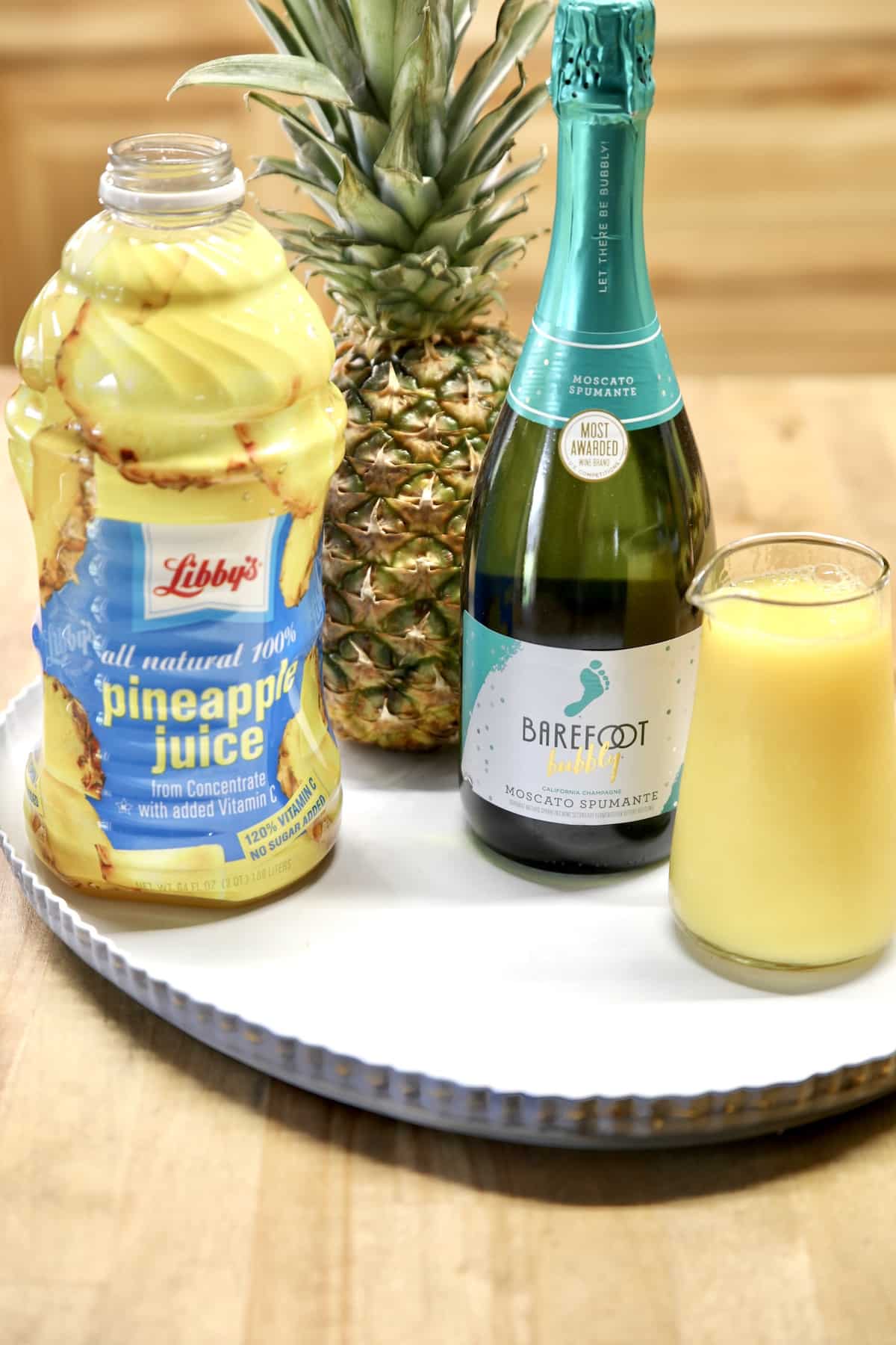 Ingredients for pineapple mimosas.