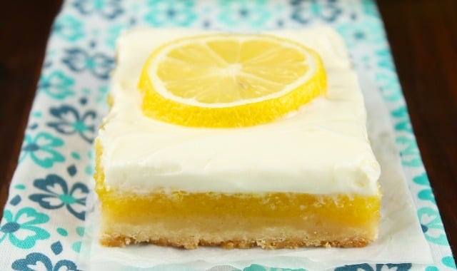 Lemon Bars with Cream Cheese Icing Recipe | MissintheKitchen