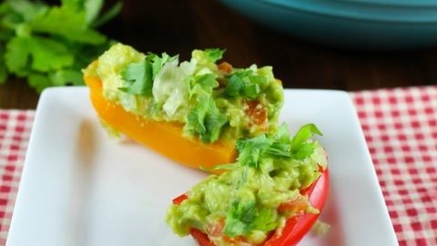 Pineapple Guacamole Recipe ~ A quick and easy appetizer that is health and delicious served up with mini sweet peppers! From Miss in the Kitchen