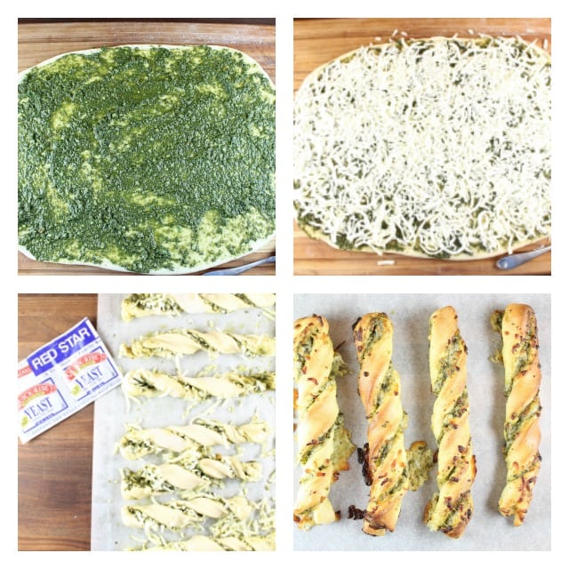 Cheesy Pesto Breadsticks Recipe made with Red Star Yeast From MissintheKitchen.com #ad