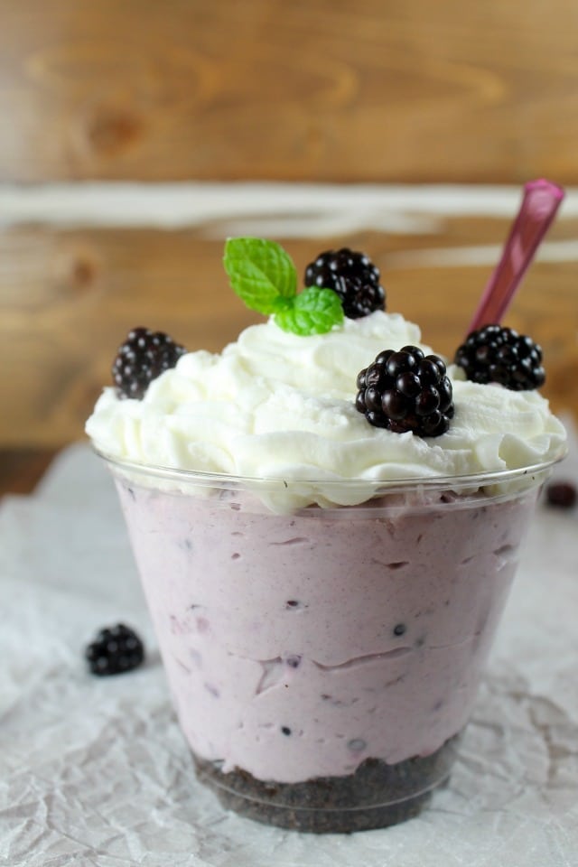 No Bake Blackberry Cheesecake Recipe ~ Delicious summer dessert from MissintheKitchen.com