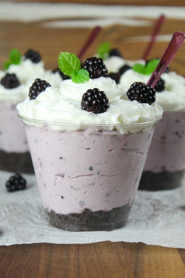 No Bake Blackberry Cheesecake is a recipe to make again and again. So easy and delicious from missinthekitchen.com