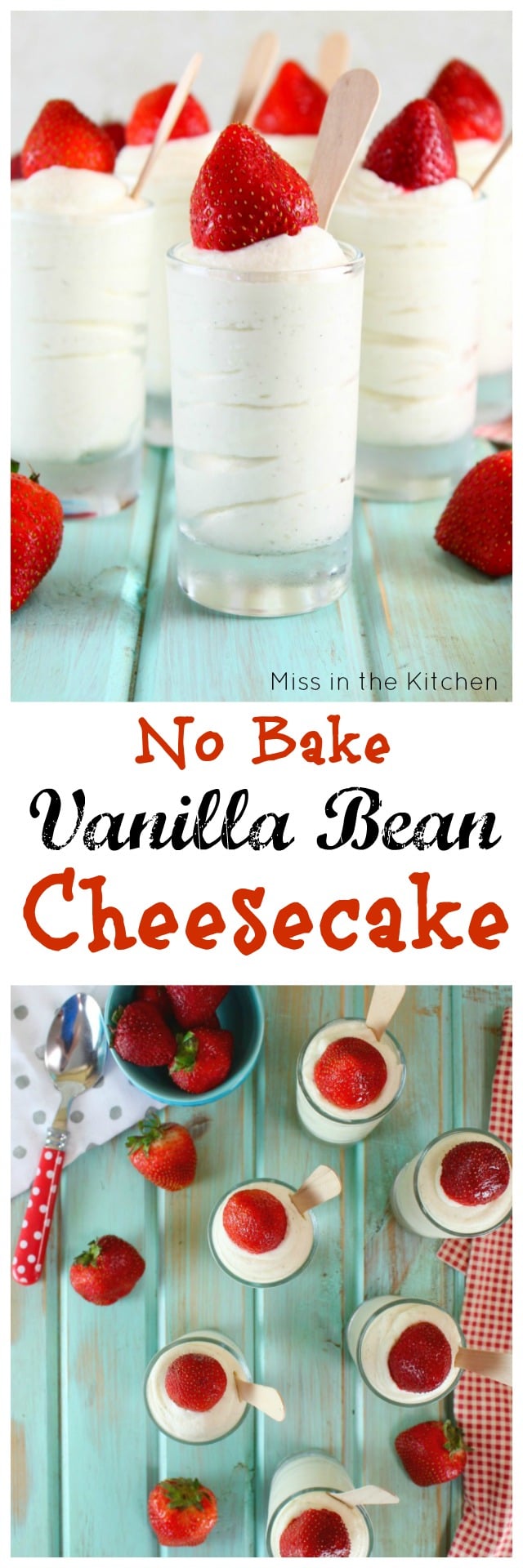 No Bake Vanilla Bean Cheesecake Recipe ~ Easy Dessert for entertaining ~ MissintheKitchen.com