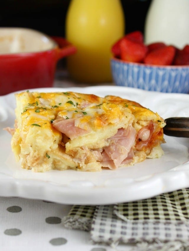Ham and Cheese Breakfast Casserole Recipe perfect for the holidays and easy enough for any day of the week! #BeyondTheSandwich #CollectiveBias #ad From MissintheKitchen.com