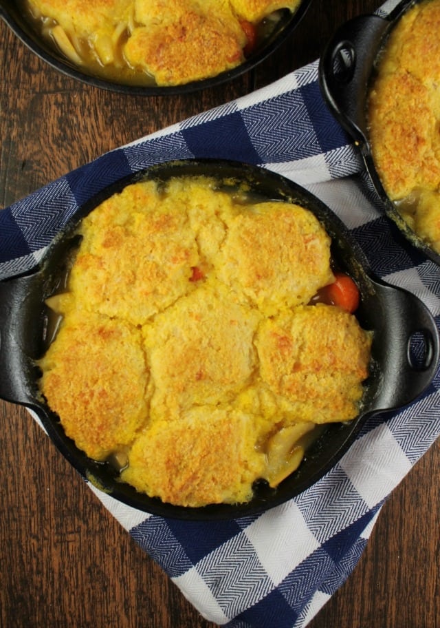 Cheesy Cornbread Chicken Noodle Pot Pie with Progresso Chicken and Homestyle Noodle Soup from MissintheKitchen.com #ad