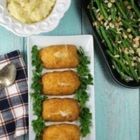 Easy weeknight dinners can be with Barber Foods Stuffed Chicken Breasts and my favorite Almond Green Beans Recipe from MissintheKitchen.com