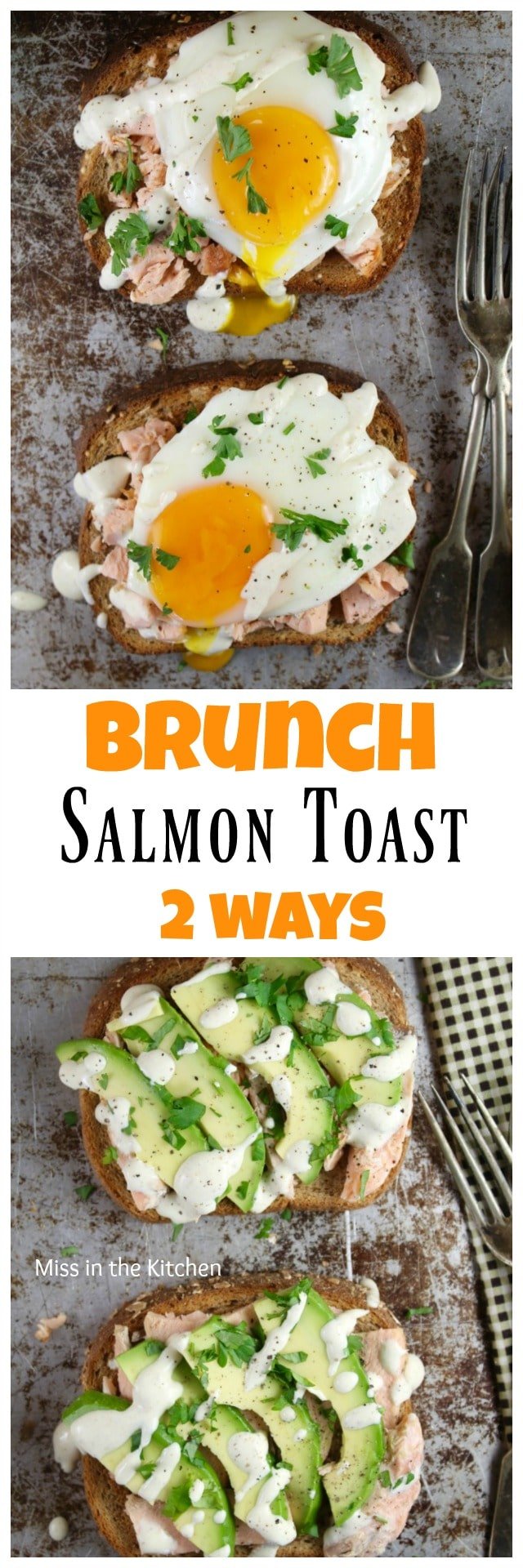 Salmon Toast Two Ways with Pepperidge Farm Harvest Grains Bread from MissintheKitchen.com #ad