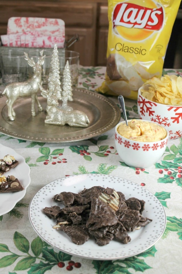 Lay’s Wavy Potato Chips Dipped in Dark Chocolate for the Frito Lay White Elephant Charity Exchange Party ~ MissintheKitchen.com #ad