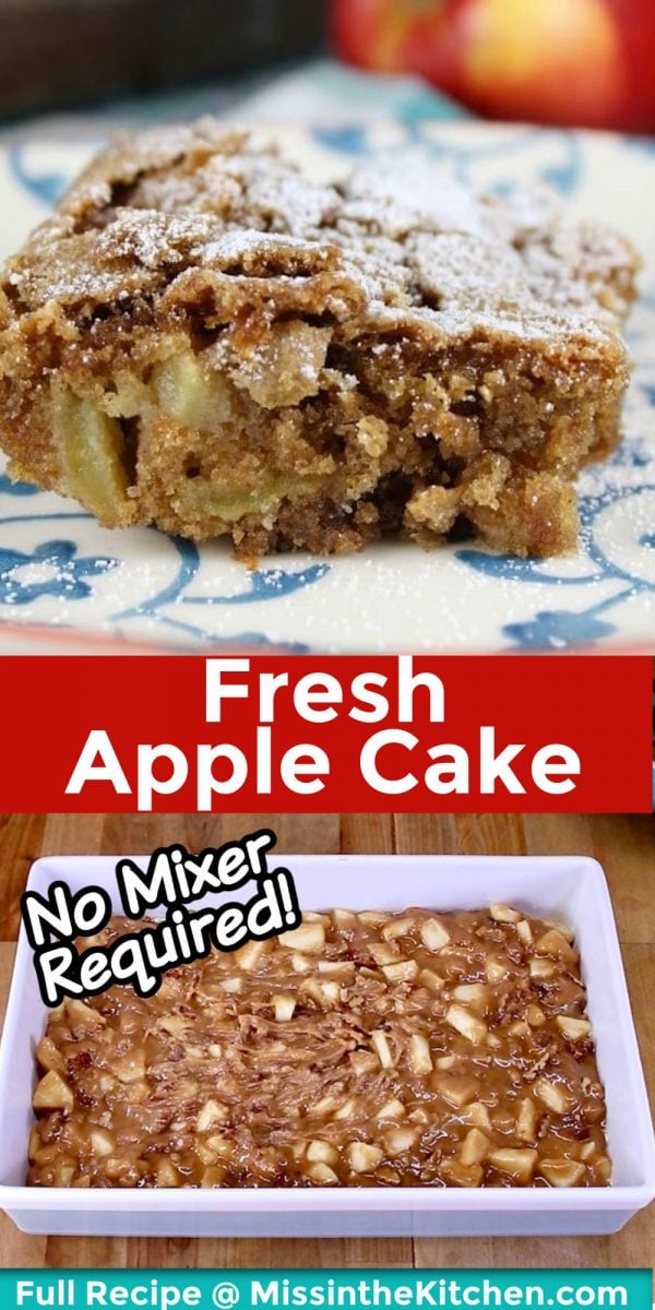 Fresh Apple Cake Collage: plated slice/pan ready to bake