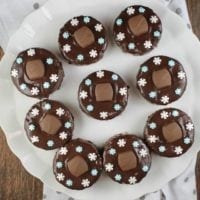 Triple Chocolate Snack Cakes are a super cute treat to bake and share for the holidays! From MissintheKitchen.com #ad