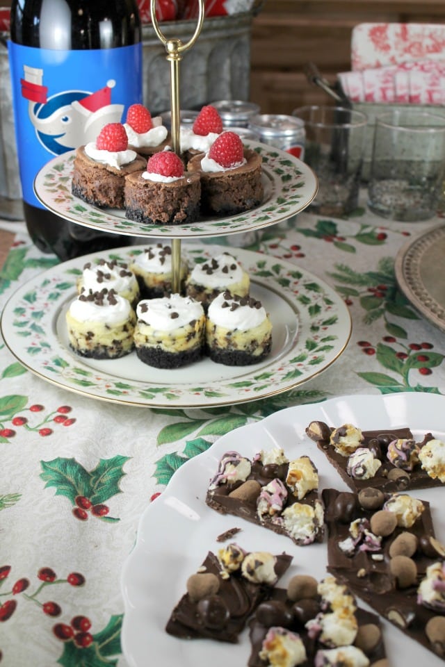 Cheesecake Desserts Plate for White Elephant Charity Exchange Party from MissintheKitchen.com #ad