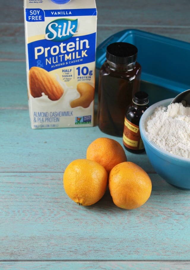 Orange Glazed Almond Bread with Silk Vanilla Protein Nut Milk | MissintheKitchen.com