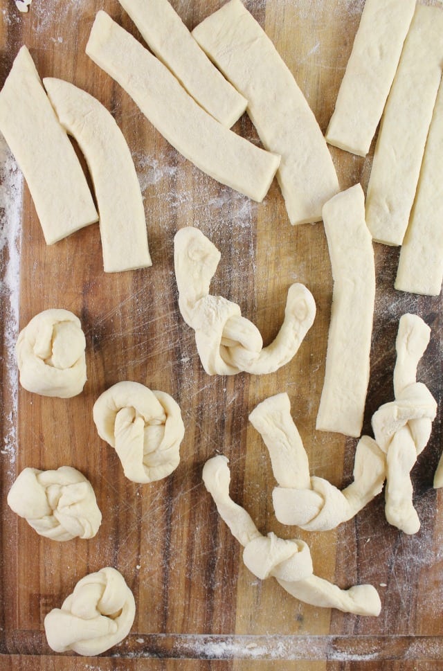 Dough Knots for Quick Rosemary Garlic Knots Recipe ~ MissintheKitchen.com