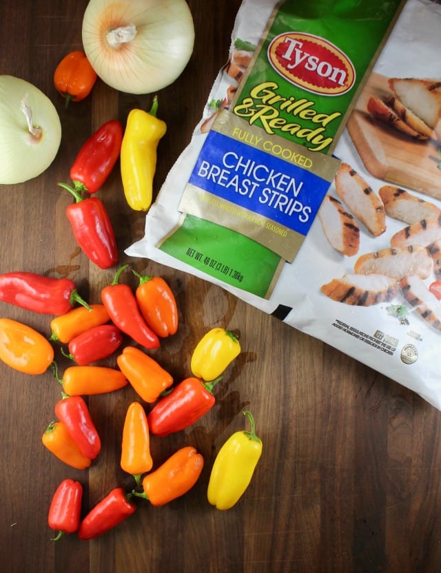 Tyson Grilled and Ready Chicken Strips make for an easy dinner like Sheet Pan Chicken Fajitas ~ MissintheKitchen.com