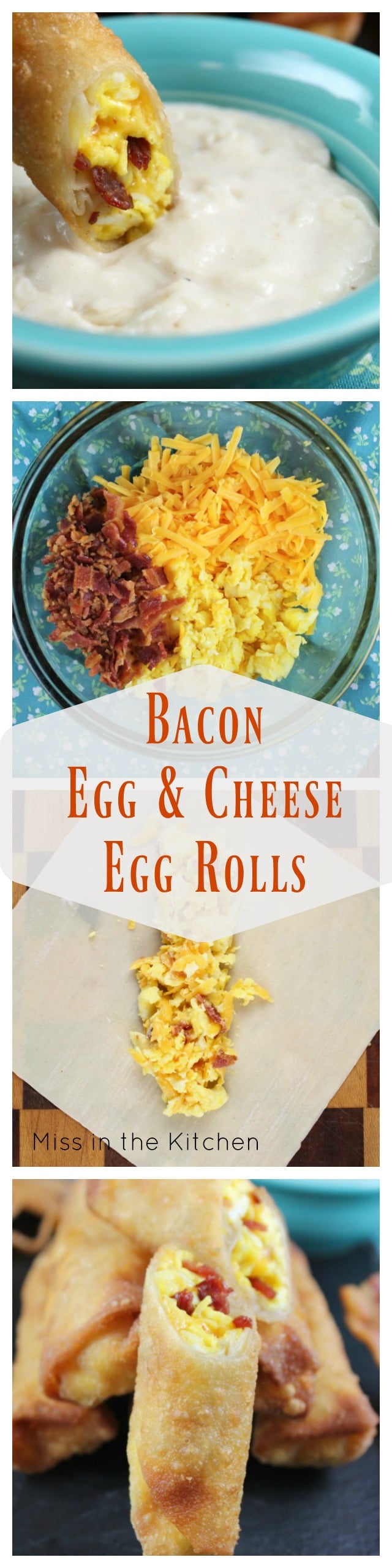 Bacon Egg and Cheese Egg Rolls Recipe ~ Perfect Make Ahead Breakfast from MissintheKitchen.com