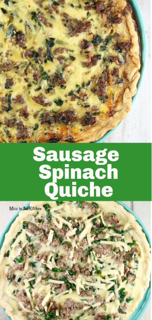 Spinach Quiche with sausage and cheese