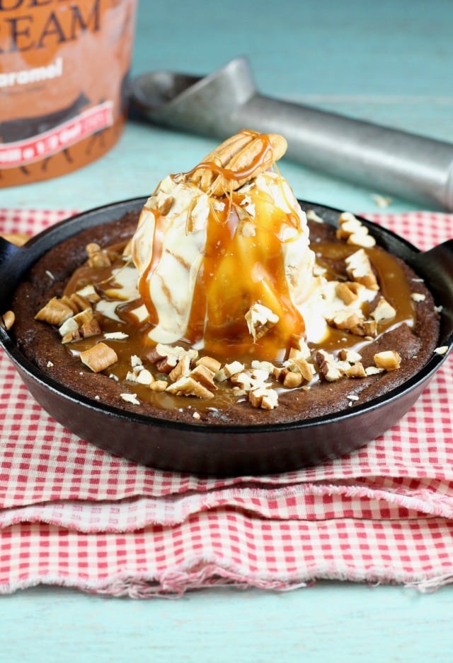 Caramel Pecan Brownie Sundae Dessert Recipe ~ MissintheKitchen.com 