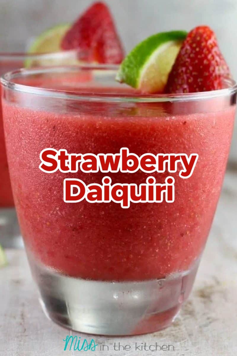 Strawberry Daiquiri cocktail - text overlay.