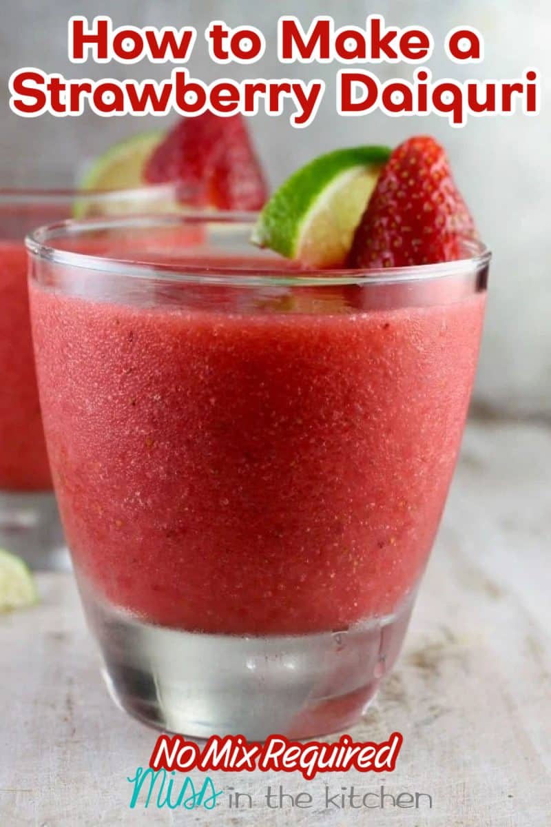 Are you looking for the perfect strawberry daiquiri recipe? Look no further, this recipe is super quick and easy and makes a perfectly sweet frozen strawberry daiquiri!
