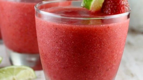 Easy Strawberry Daiquiri Recipe that is perfect for the weekend and simple enough to make ahead for parties! From MissintheKitchen.com