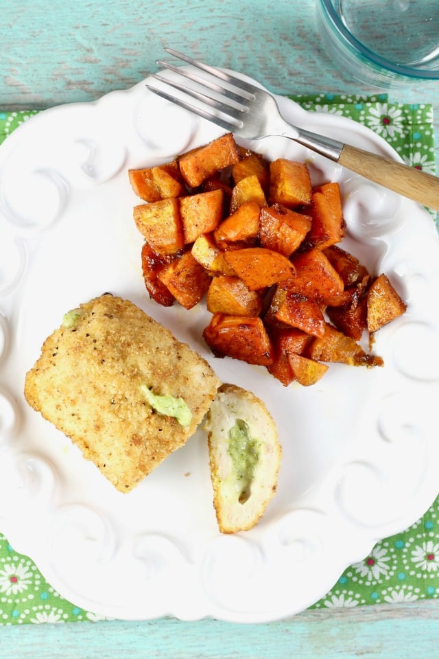 Stuffed Chicken Sweet Potato Sheet Pan Meal Recipe ~ easy weeknight dinner ~ MissintheKitchen.com #ad