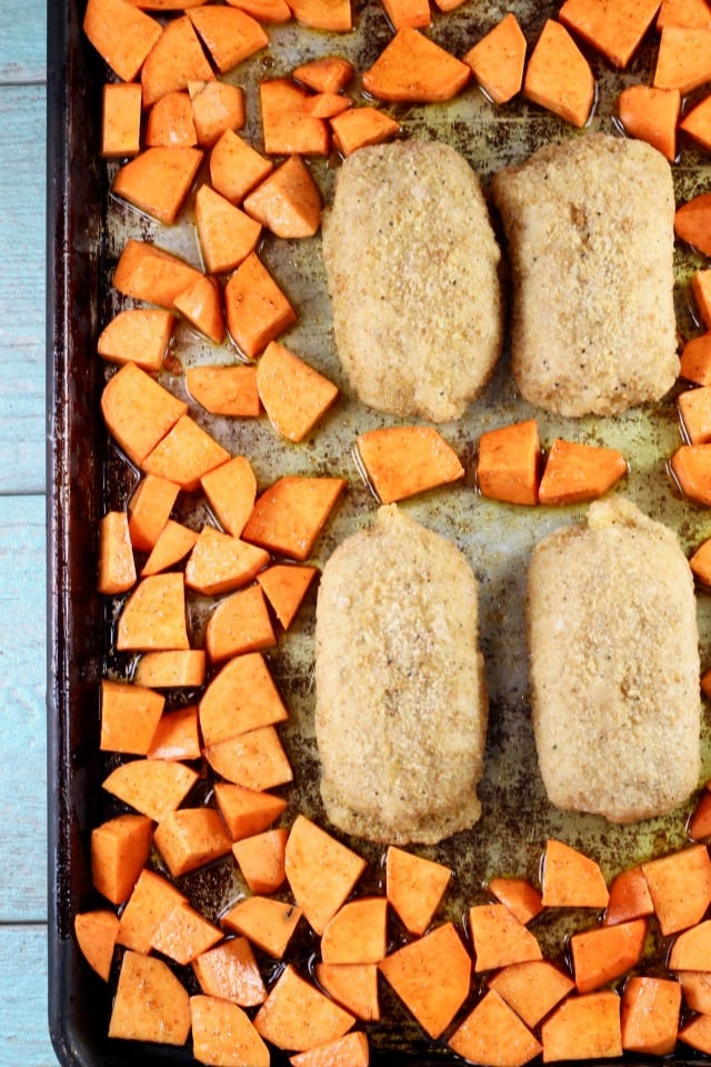 Sheet Pan Meal ~ Stuffed Chicken Sweet Potatoes ~ MissintheKitchen #ad