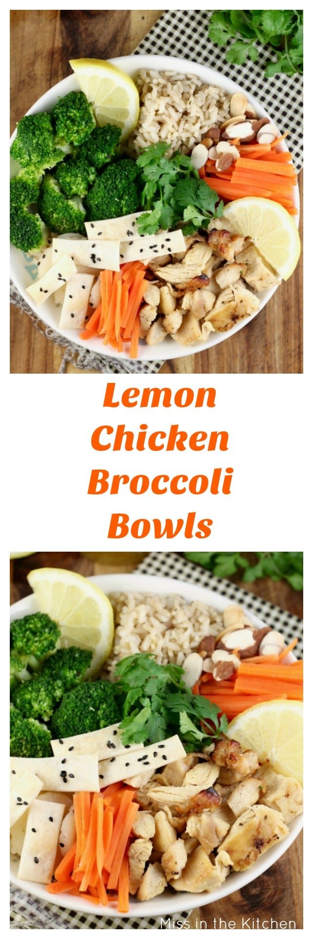 Quick Lemon Chicken Broccoli Bowls for an easy weeknight dinner that the whole family will enjoy! Sponsored by Tyson & Wish-Bone from MissintheKitchen.com