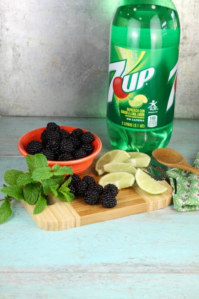 Easy Blackberry Mojitos Recipe ingredients made so simply with 7UP! Get the recipe and more at MissintheKitchen.com #ad #MixItUpALittle