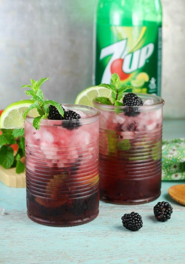 Easy Blackberry Mojitos Recipe with 7UP! Get the recipe and more at MissintheKitchen.com #ad #MixItUpALittle