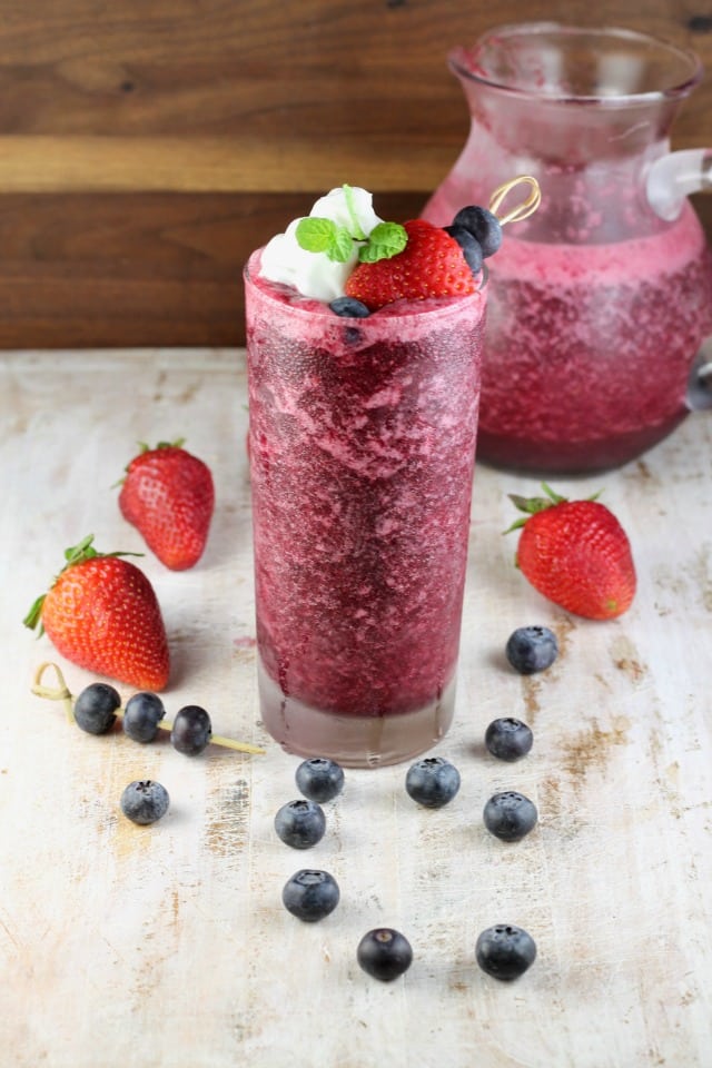Honey Berry Slushie with Just Blueberry juice from MissintheKitchen.com #ad