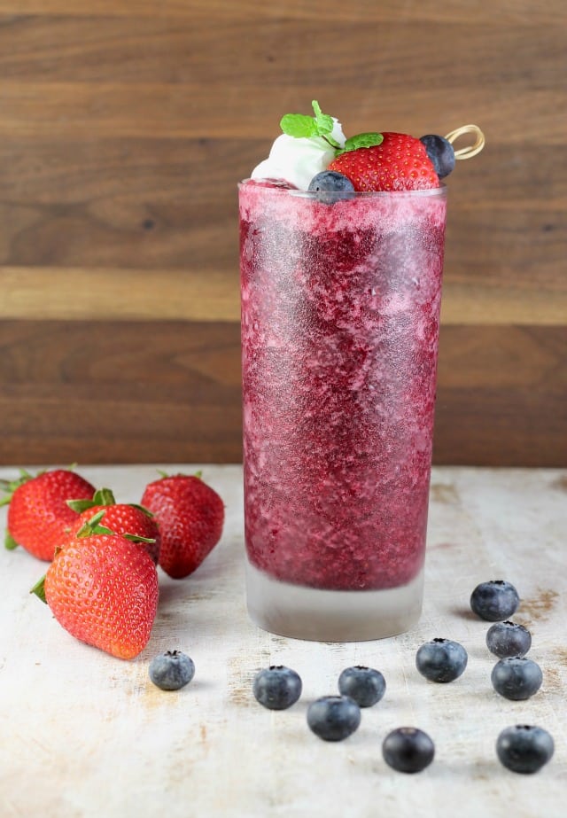 Honey Berry Slushie Recipe ~ Delicious summer treat from MissintheKitchen.com #ad