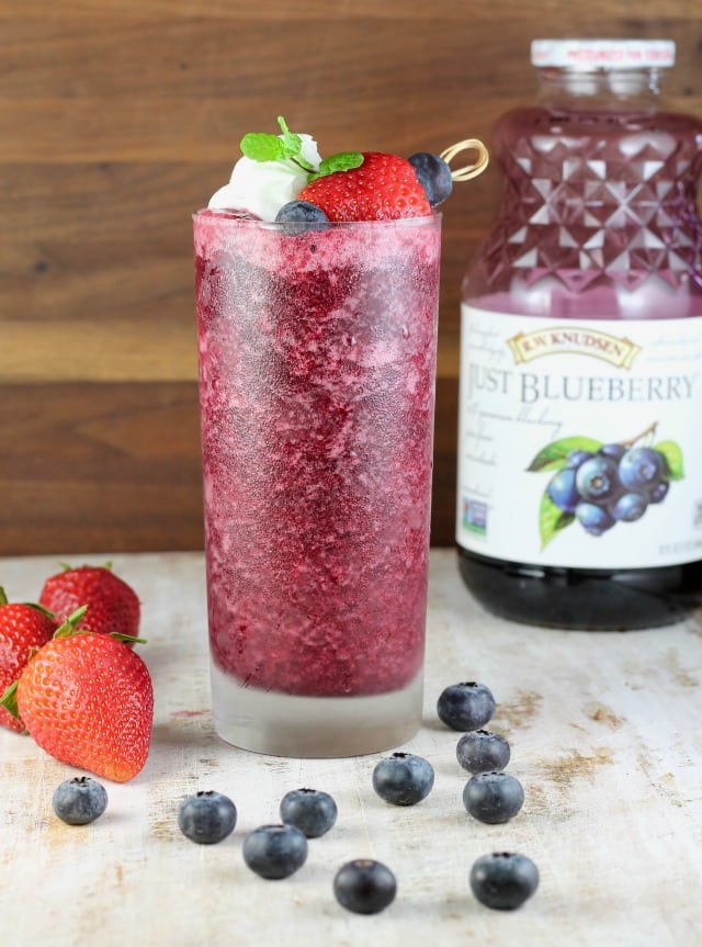 Honey Berry Slushie Recipe made with Knudsen Just Blueberry Juice ~ MissintheKichen.com #ad
