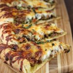Mushroom Pesto Pizza made with HemisFares Pesto Recipe ~ MissintheKitchen.com