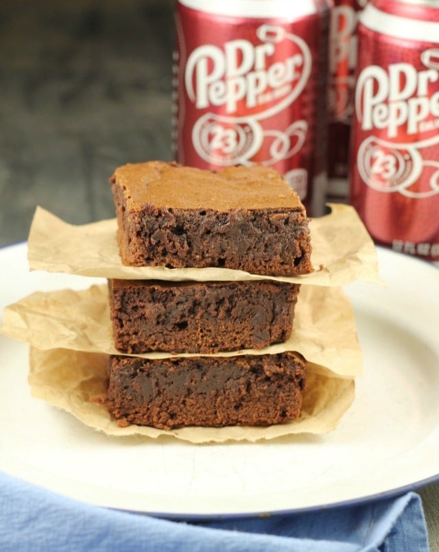Dr. Pepper Brownies ~ Perfect for tailgating or any kind of entertaining. From MissintheKitchen.com #ad
